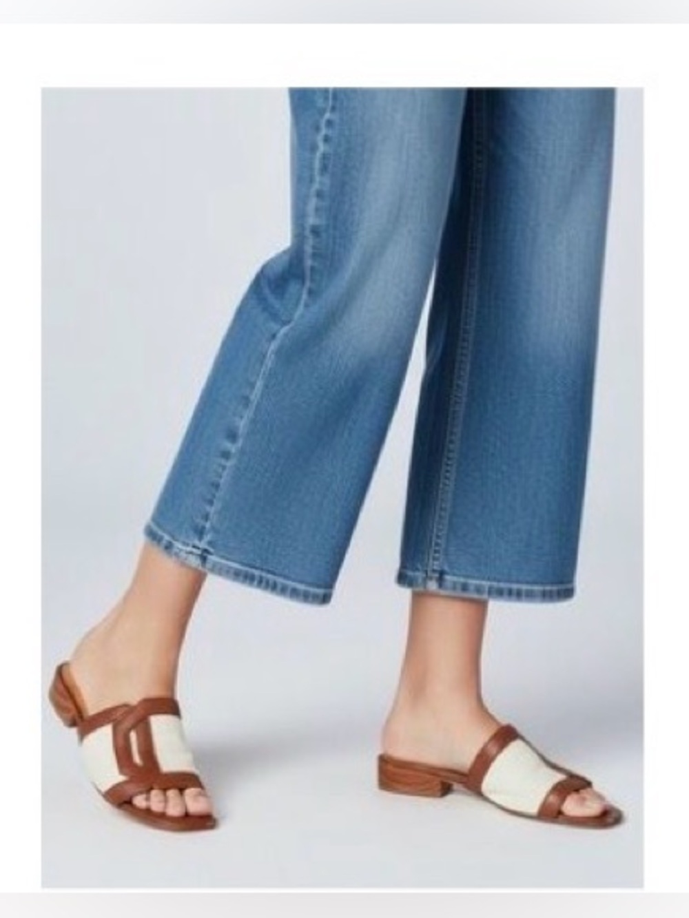 Franco Sarto Brown and Cream Slide Sandals